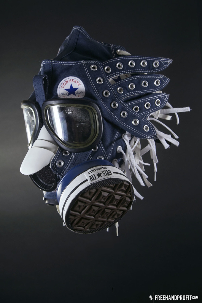 Sneakers should be worn on the head, says the American designer