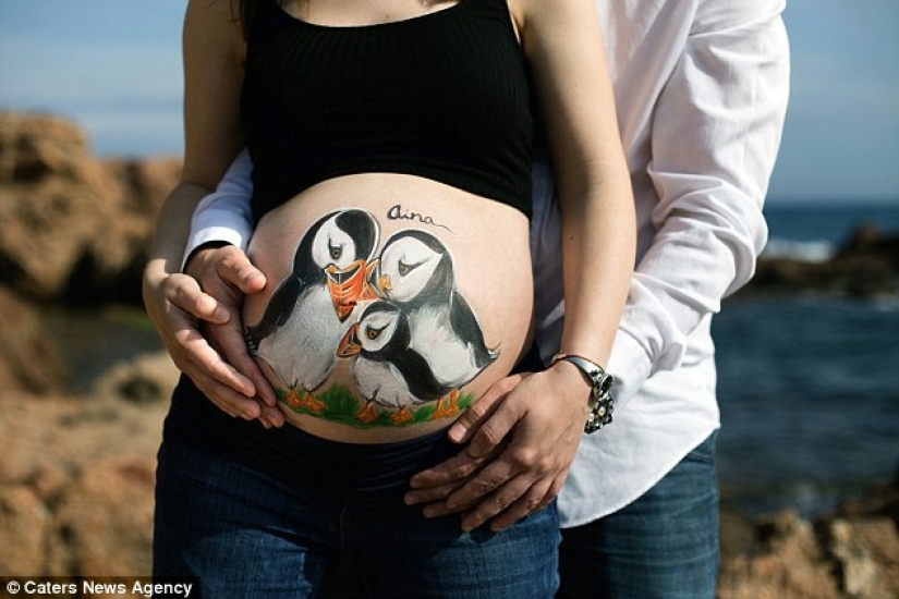 Spanish artist paints incredible pictures on pregnant women's stomachs