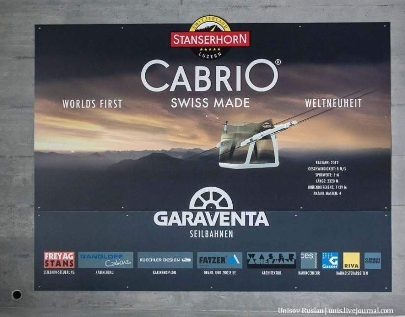 Stanserhorn Cabrio - cabina de teleférico de dos pisos