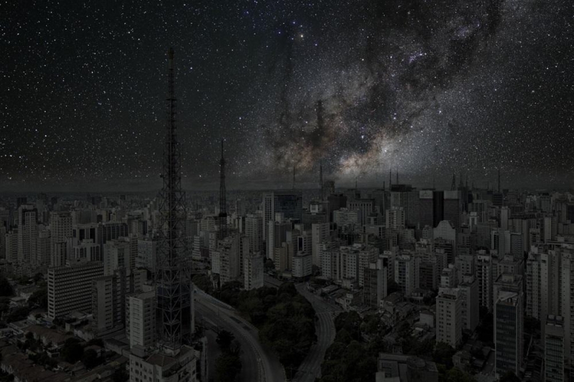 Starry sky over the world's largest cities
