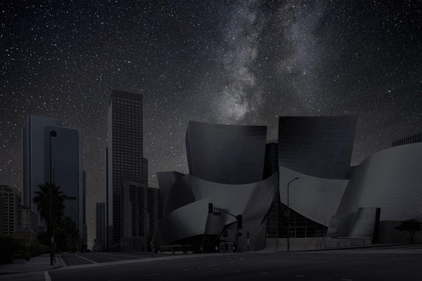 Starry sky over the world's largest cities