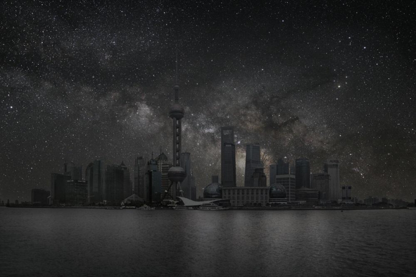 Starry sky over the world's largest cities