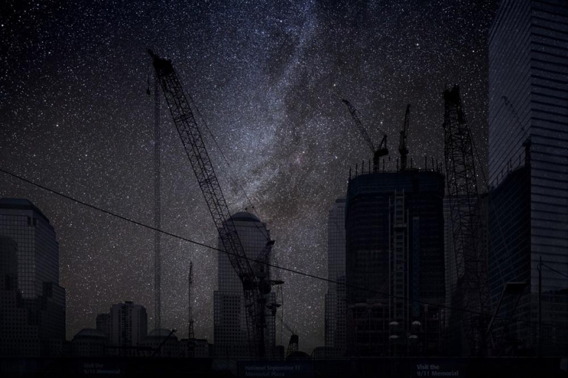 Starry sky over the world's largest cities