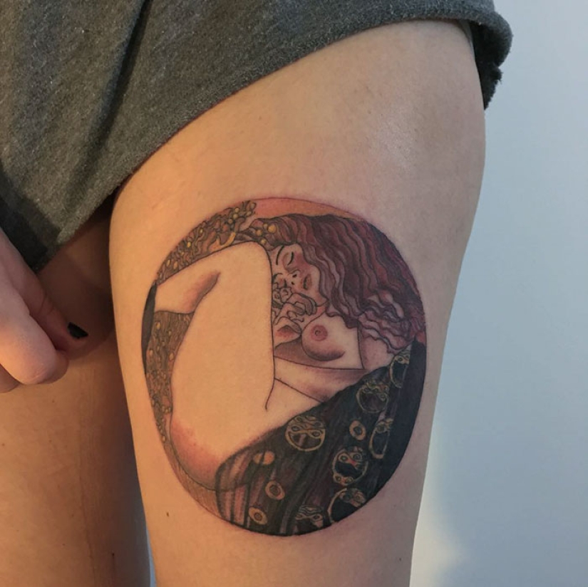 Tattoos for those who are delighted with the work of Gustav Klimt