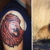 Tatuajes irreales de personas y animales reales.