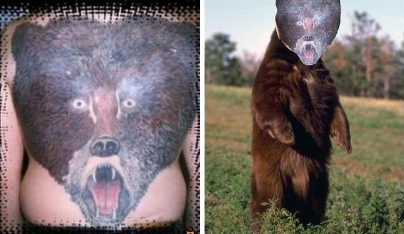 Tatuajes irreales de personas y animales reales. Tatuajes irreales de personas y animales reales.