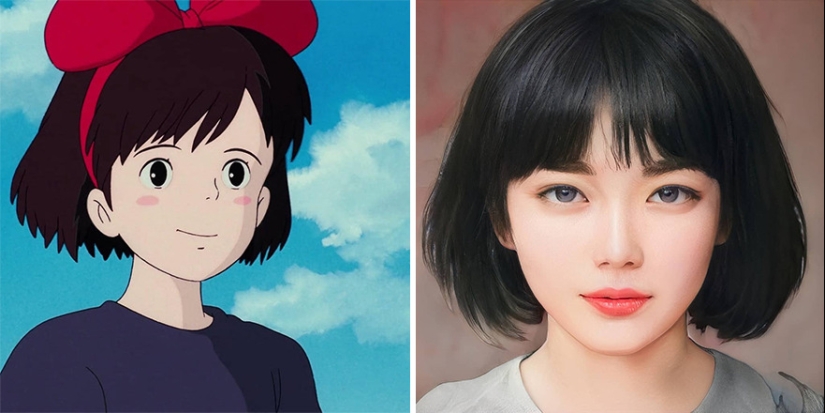 The artist and the neural network showed how anime characters would look in real life