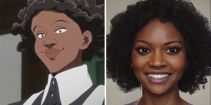 The artist and the neural network showed how anime characters would look in real life
