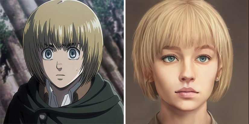 The artist and the neural network showed how anime characters would look in real life
