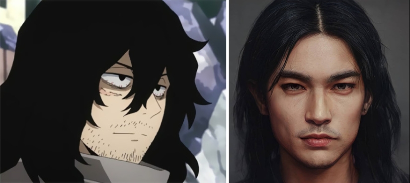 The artist and the neural network showed how anime characters would look in real life