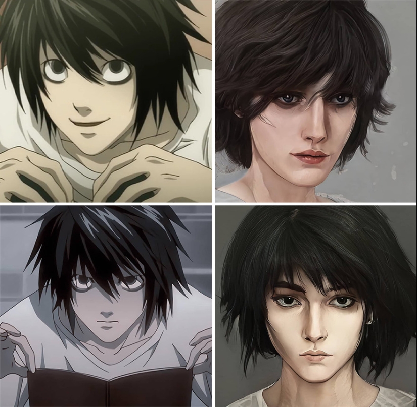 The artist and the neural network showed how anime characters would look in real life