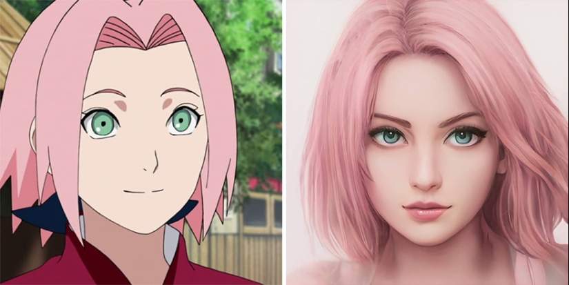 The artist and the neural network showed how anime characters would look in real life