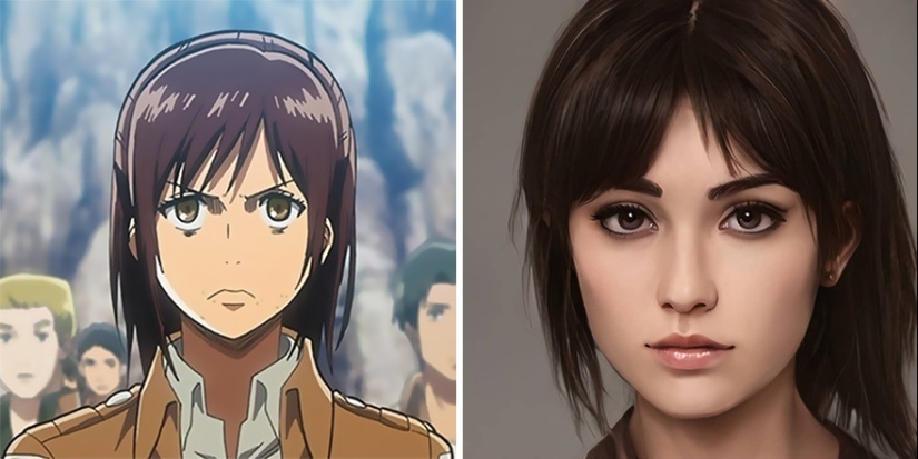 The artist and the neural network showed how anime characters would look in real life