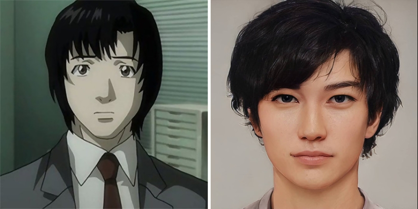 The artist and the neural network showed how anime characters would look in real life