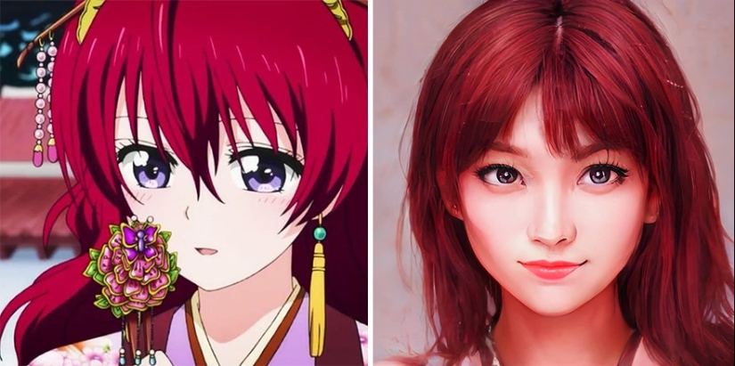 The artist and the neural network showed how anime characters would look in real life