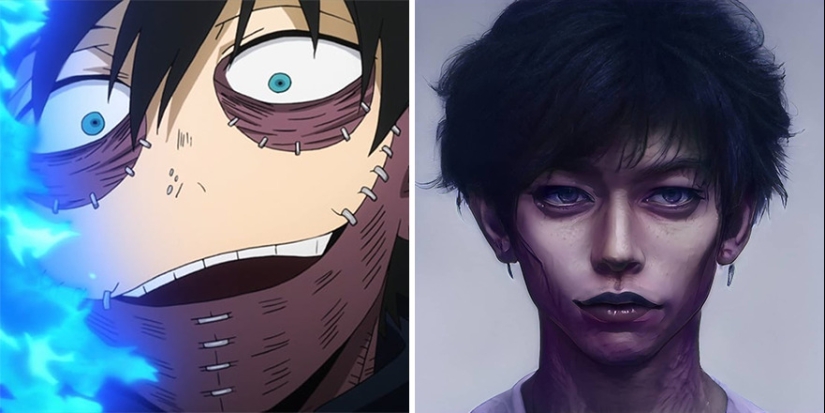 The artist and the neural network showed how anime characters would look in real life