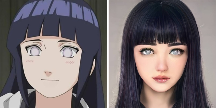 The artist and the neural network showed how anime characters would look in real life