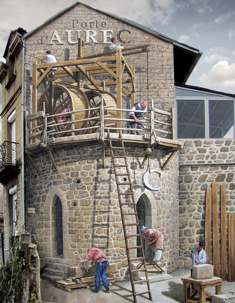 The artist turns boring facades into bright scenes full of life The artist turns boring facades into bright scenes full of life