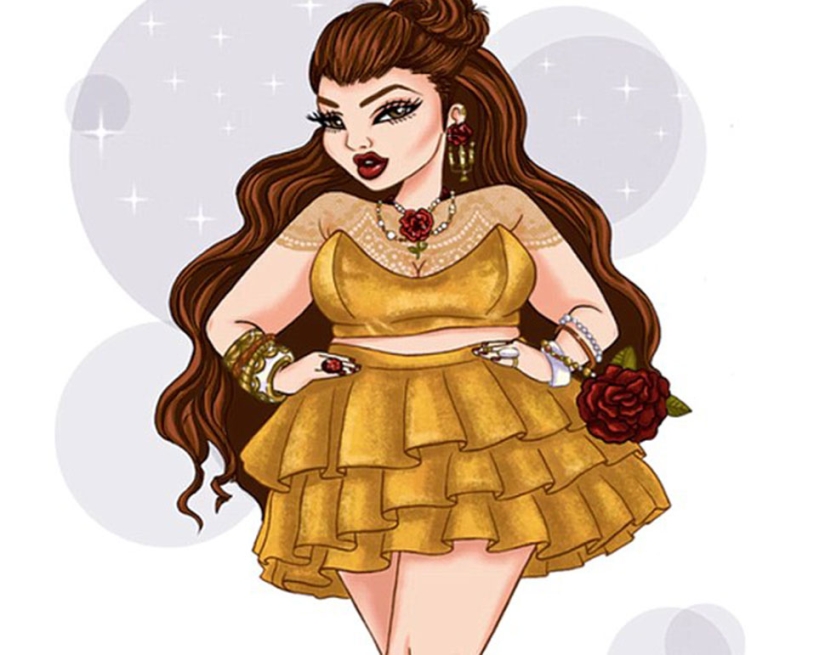 The artist, who was teased for being overweight, painted Disney princesses with luxurious shapes