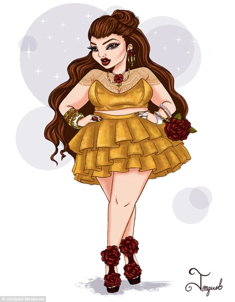 The artist, who was teased for being overweight, painted Disney princesses with luxurious shapes The artist, who was teased for being overweight, painted Disney princesses with luxurious shapes