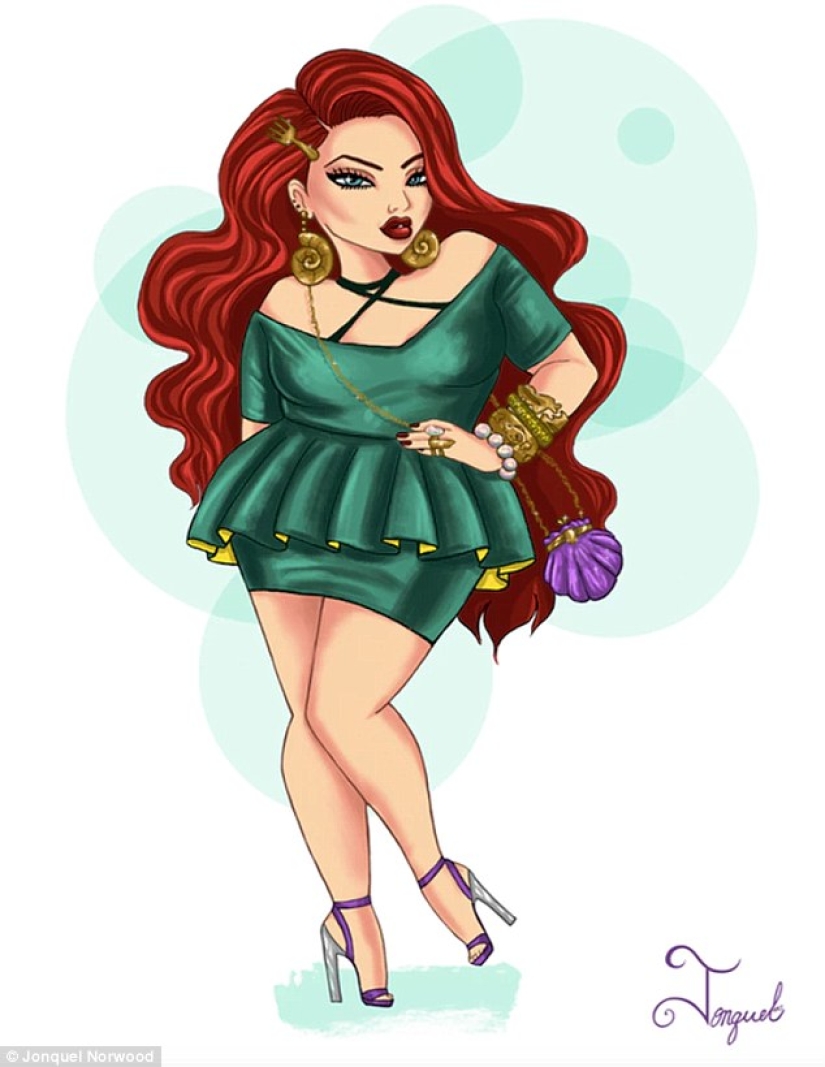 The artist, who was teased for being overweight, painted Disney princesses with luxurious shapes The artist, who was teased for being overweight, painted Disney princesses with luxurious shapes