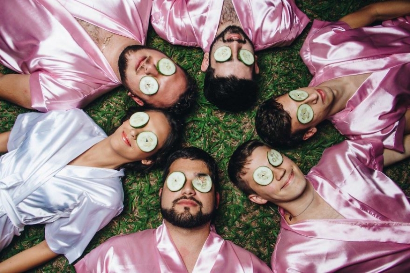 The bride had no friends, and she arranged a "bachelorette party" with male friends