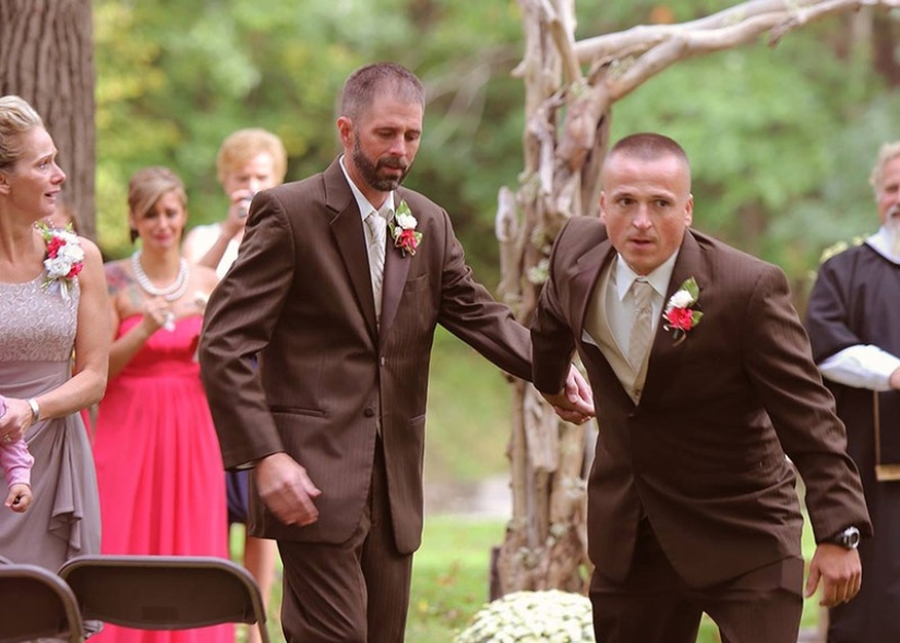 The bride's father stopped the wedding to walk his daughter down the aisle with her stepfather