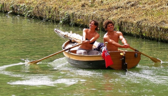 The couple sailed on a homemade boat with oars the way from England to France