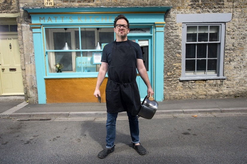 The man turned his living room into a restaurant