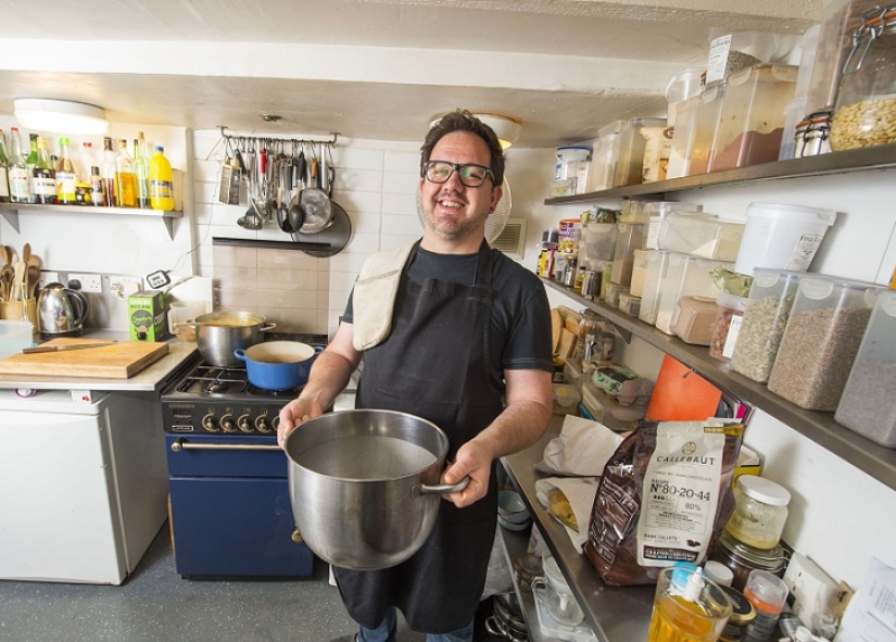 The man turned his living room into a restaurant