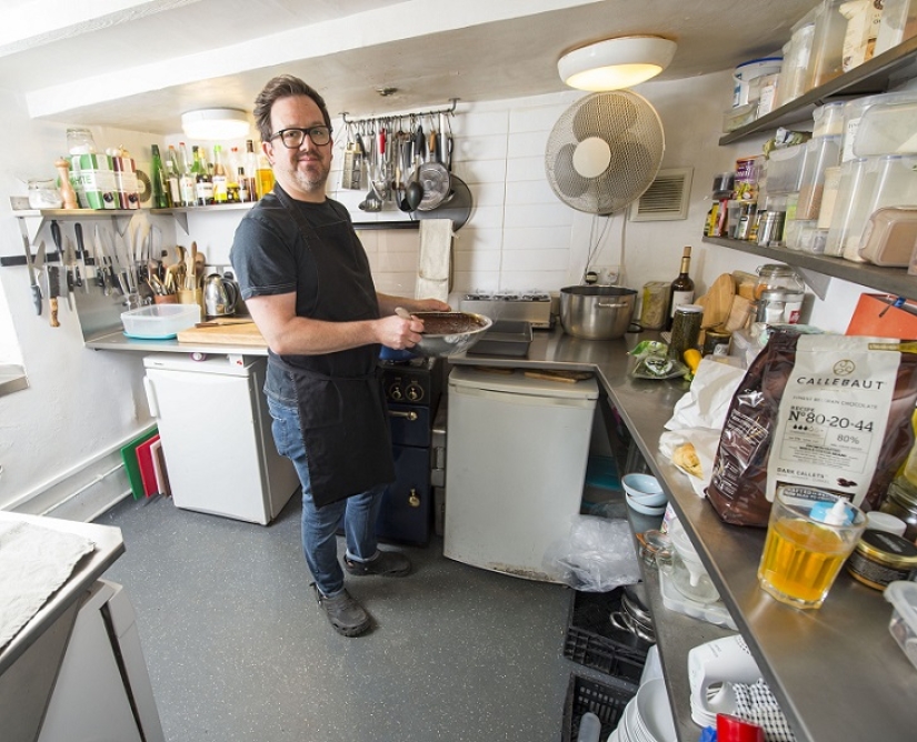 The man turned his living room into a restaurant
