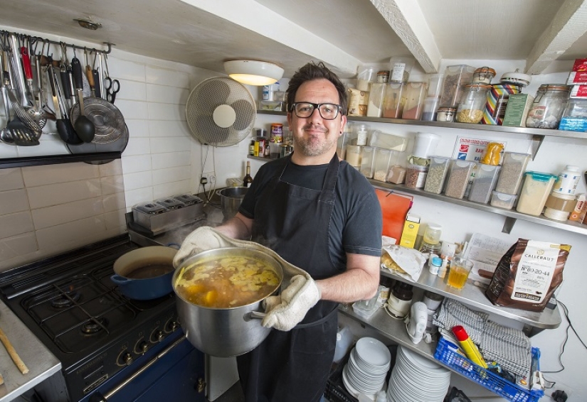 The man turned his living room into a restaurant