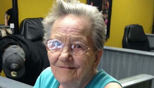 The missing 79-year-old woman was found in the tattoo parlor, where she got her first tattoo in her life!