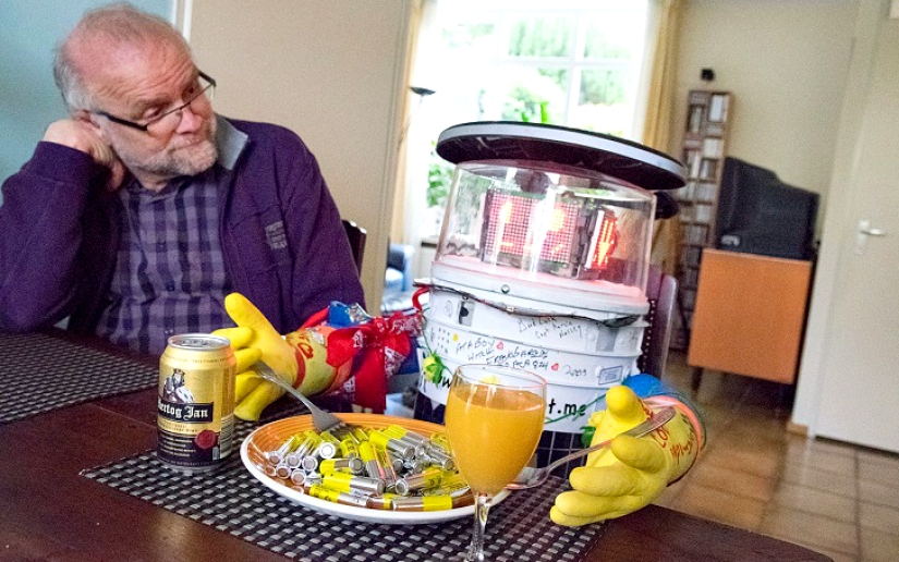 The robot is hitchhiking