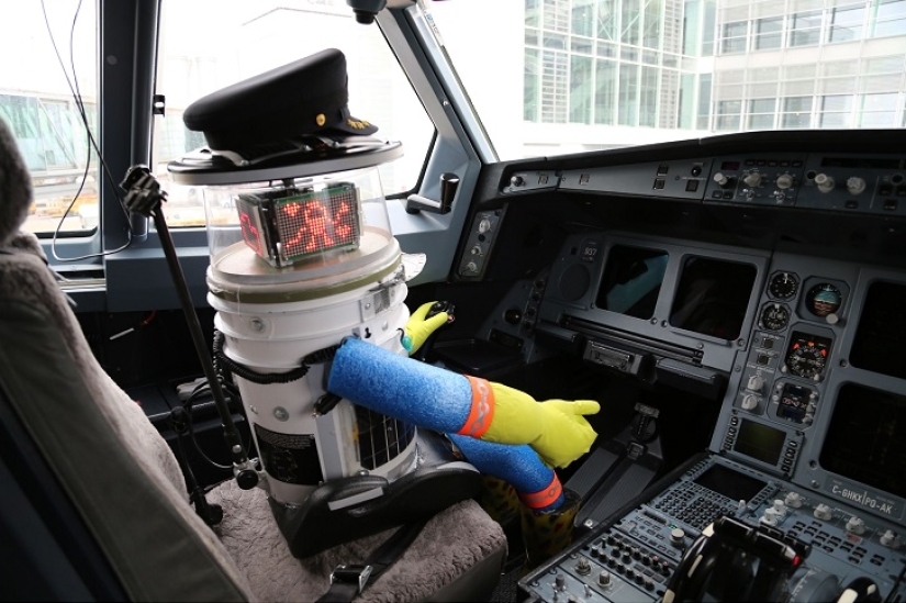 The robot is hitchhiking