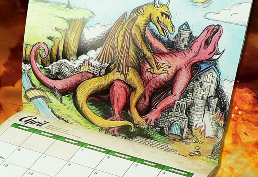 The strangest gift is a calendar with copulating dragons for 2017 The strangest gift is a calendar with copulating dragons for 2017