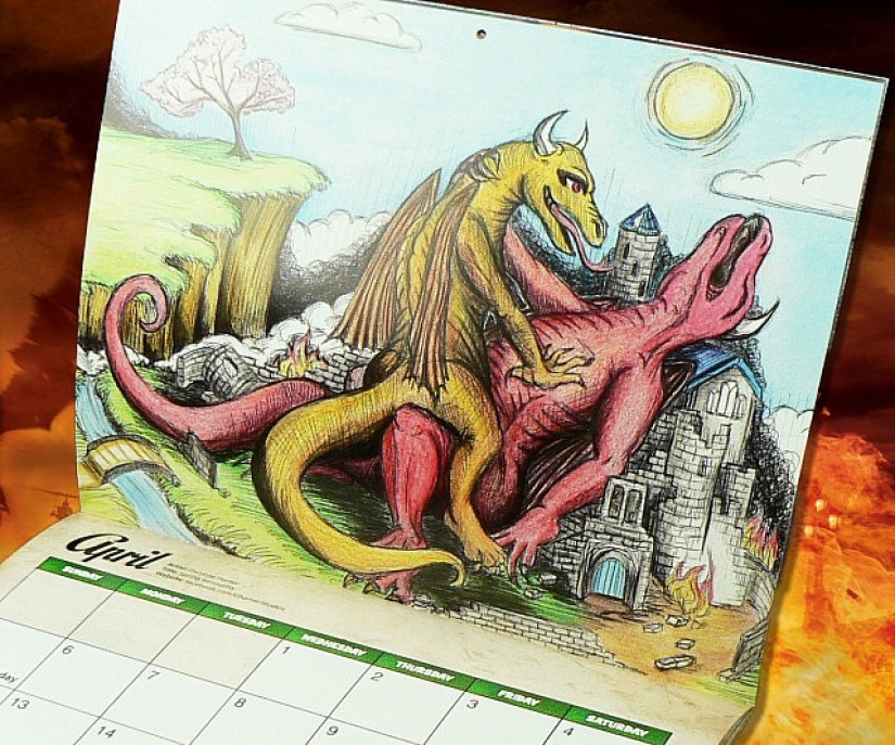 The strangest gift is a calendar with copulating dragons for 2017 The strangest gift is a calendar with copulating dragons for 2017
