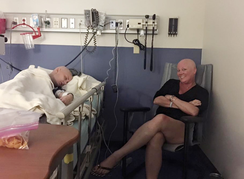 The teenager shaved his head in solidarity with his girlfriend with cancer