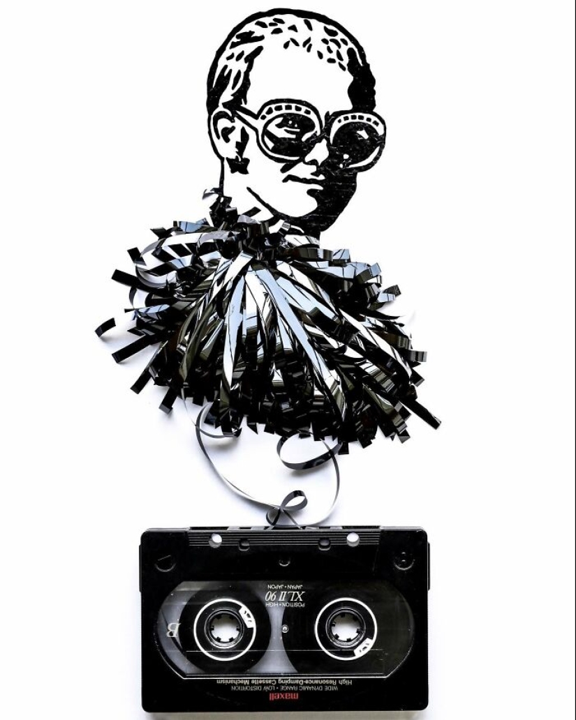 This Artist Uses Cassette Tapes To Create Unique Portraits Featuring Her Favorite Musicians