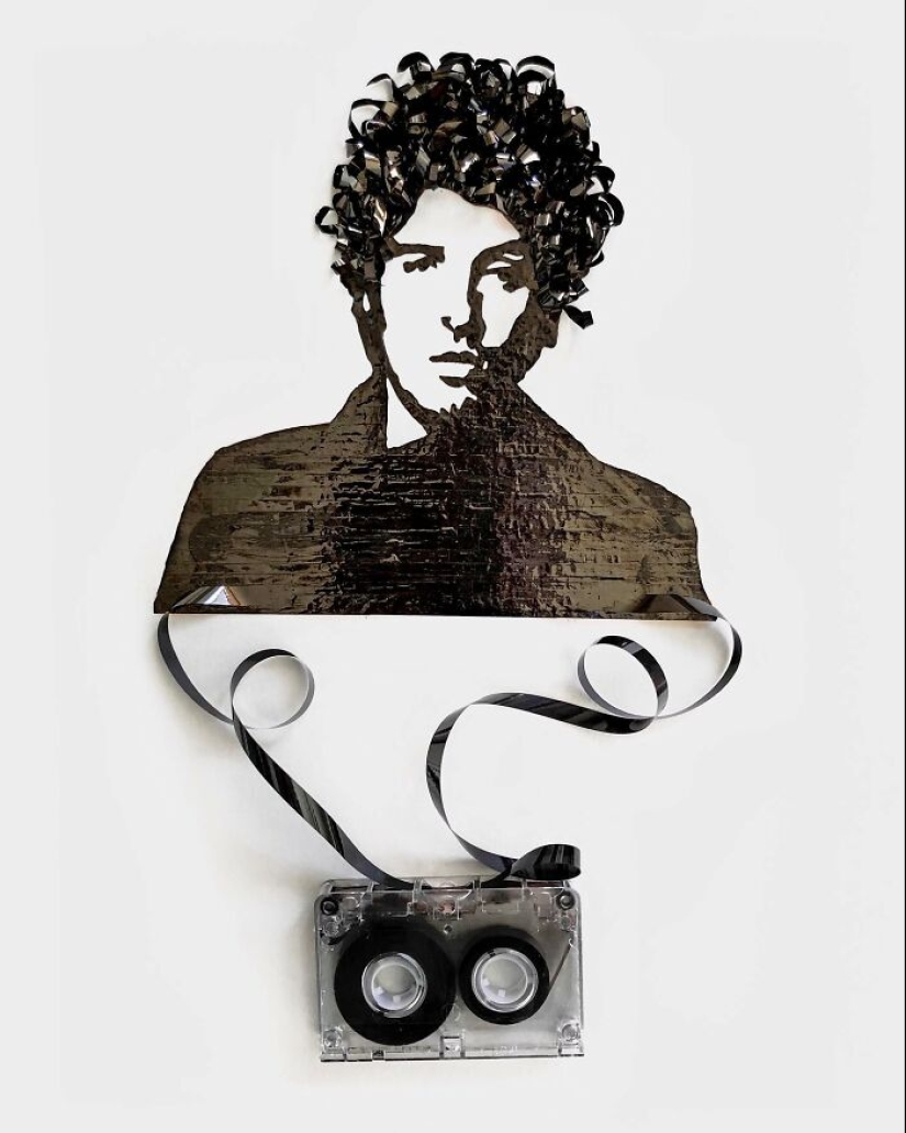 This Artist Uses Cassette Tapes To Create Unique Portraits Featuring Her Favorite Musicians