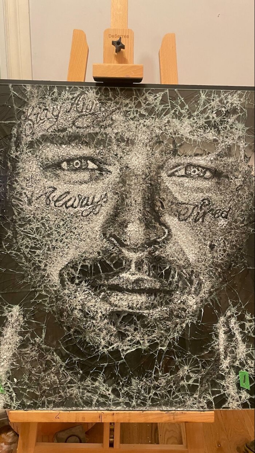 This Montreal Artist Creates Portraits By Breaking Glass