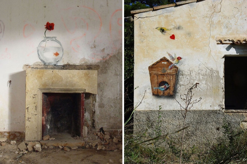 This street art flirts with the environment