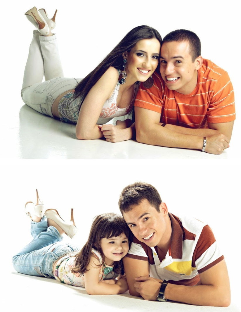 Three years after the tragedy, a Brazilian recreates a photo of his late wife with his three-year-old daughter