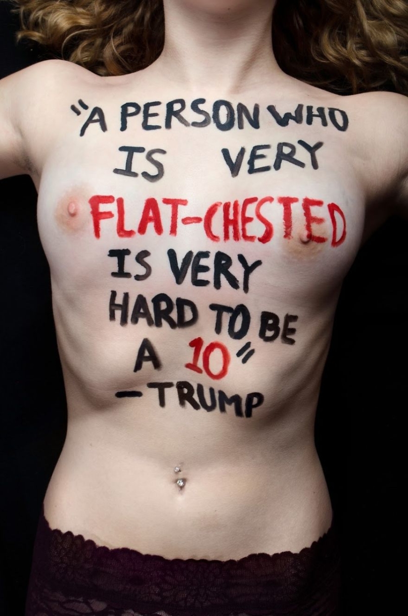 Trump Me: An 18-year-old student put offensive Trump quotes on her body for a bold photo project