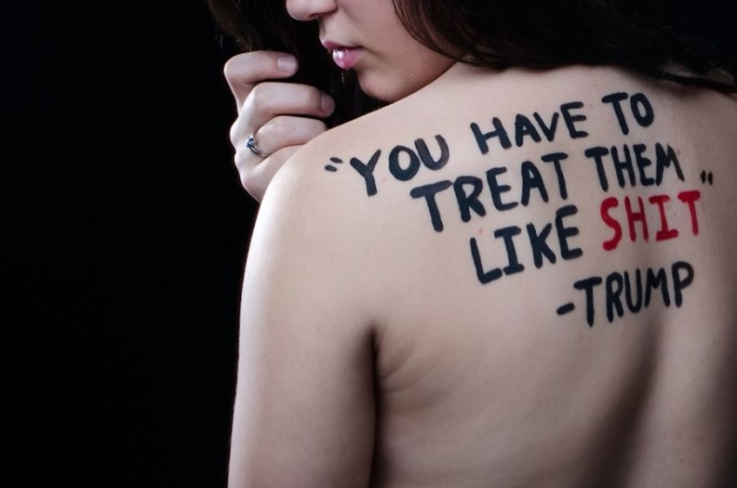 Trump Me: An 18-year-old student put offensive Trump quotes on her body for a bold photo project