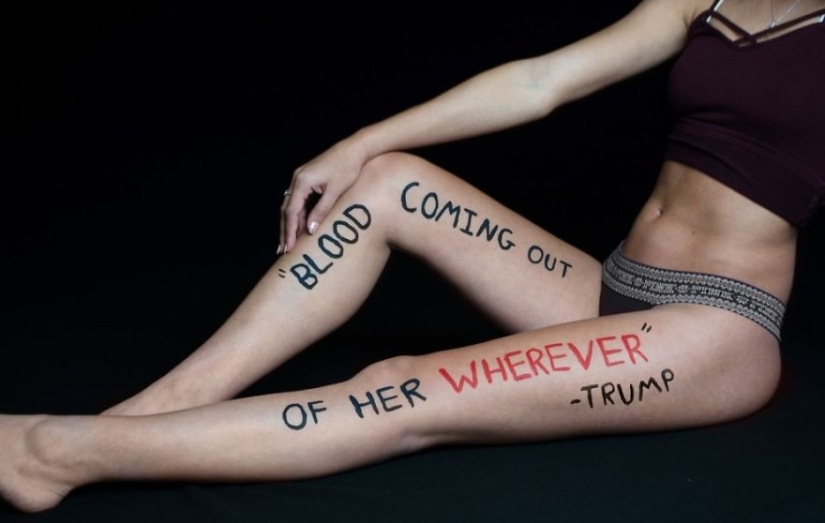 Trump Me: An 18-year-old student put offensive Trump quotes on her body for a bold photo project