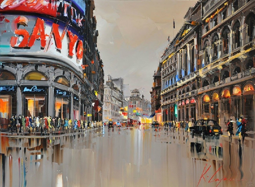 Un artista que pinta con sol y lluvia