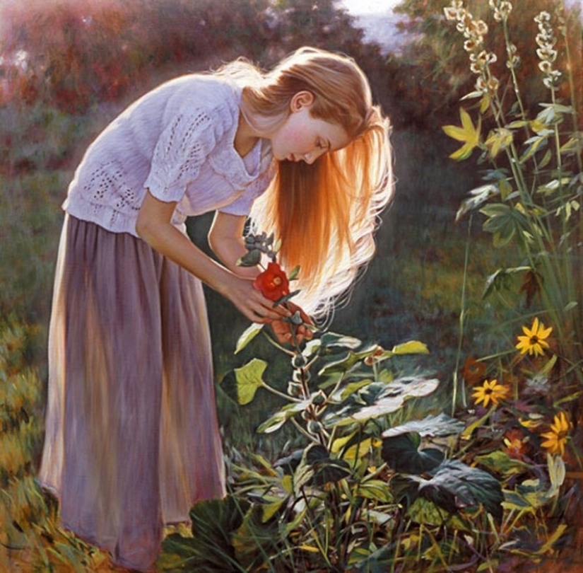 Un artista que inimaginablemente siente el verano. Y belleza Un artista que inimaginablemente siente el verano. Y belleza