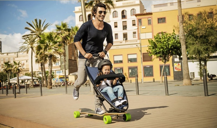 ¡Un cochecito de longboard divertirá tanto a los niños como a los padres!