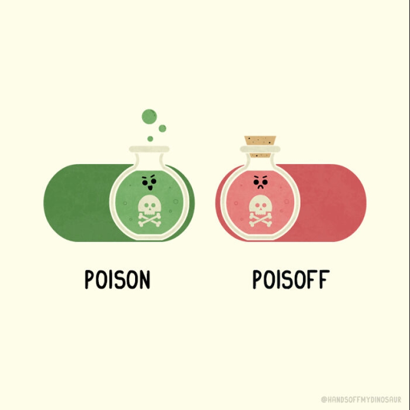 Un divertido giro de palabras: mi serie de 15 ilustraciones punny y sus extravagantes opuestos